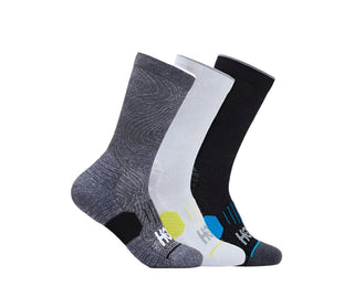 Hoka Crew Run Sock 3 Pack | White/Black/Grey