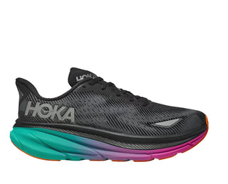 Hoka Womens Clifton 9 Goretex | Black/Electric Aqua