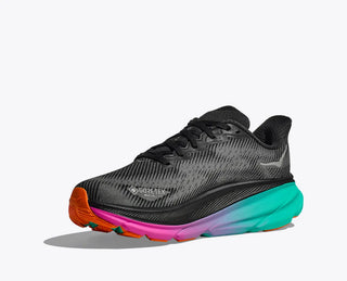 Hoka Womens Clifton 9 Goretex | Black/Electric Aqua