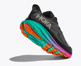 Hoka Womens Clifton 9 Goretex | Black/Electric Aqua