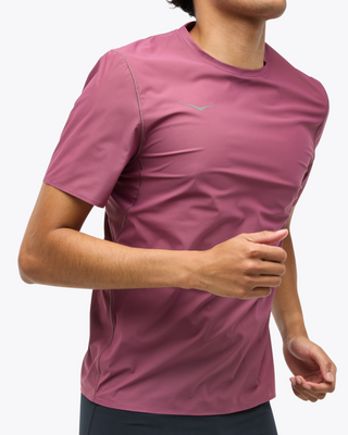 Hoka Mens Airolite Run Short Sleeve Tee | Dried Fig