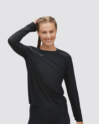 Hoka Womens Airolite Long Sleeve Tee | Black