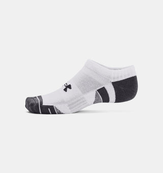 Under Armour Performance Cotton No Show Socks 3 Pack | White/Pitch Grey