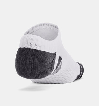 Under Armour Performance Cotton No Show Socks 3 Pack | White/Pitch Grey