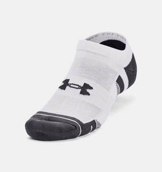 Under Armour Performance Cotton No Show Socks 3 Pack | White/Pitch Grey