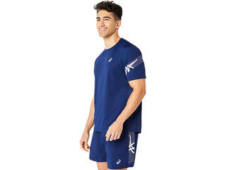 Asics Mens Icon Short Sleeved Top | Blue Expanse/Birch