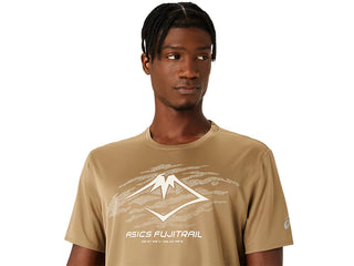 Asics Mens Fujitrail Logo Short Sleeved Top | Pepper/Feather Grey