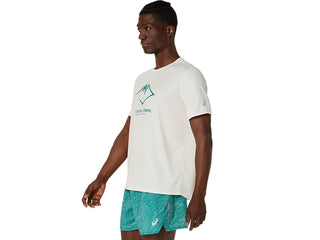 Asics Fujitrail Logo Short Sleeved Top | Birch/Rainy Lake