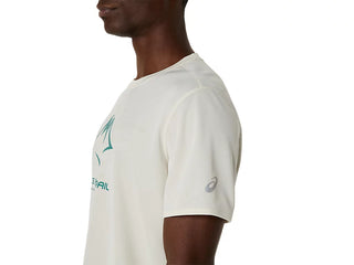 Asics Fujitrail Logo Short Sleeved Top | Birch/Rainy Lake