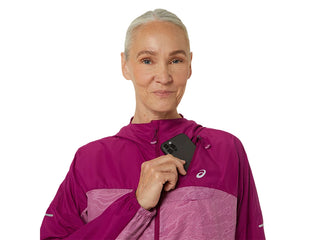 Asics Womens Fujitrail Packable Windbreaker | Soft Berry/Blackberry