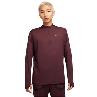 Nike Mens Dri-FIT 1/2-Zip Running Top | Burgundy Crush/Reflective