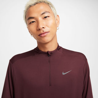 Nike Mens Dri-FIT 1/2-Zip Running Top | Burgundy Crush/Reflective