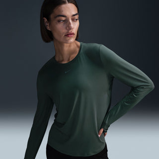 Nike Womens One Classics Dri-FIT Long-Sleeve Top | Vintage Green/Black