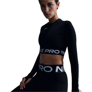 Nike Womens Pro Dri-FIT Cropped Top | Black/White