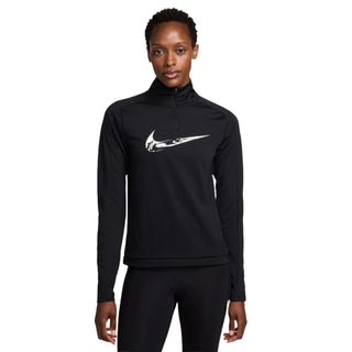 Nike Womens Swoosh Dri-FIT 1/4 Zip | Black/White