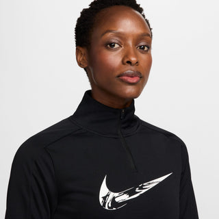 Nike Womens Swoosh Dri-FIT 1/4 Zip | Black/White