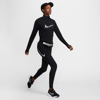 Nike Womens Swoosh Dri-FIT 1/4 Zip | Black/White