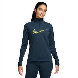 Nike Womens Swoosh Dri-FIT 1/4 Zip | Armoury Navy/Bright Cactus