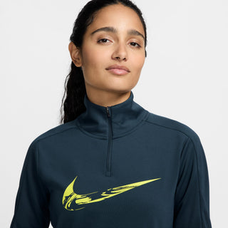 Nike Womens Swoosh Dri-FIT 1/4 Zip | Armoury Navy/Bright Cactus