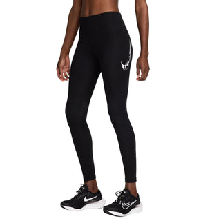 Nike Womens Fast Swoosh Mid-Rise 7/8 Leggings | Black/White