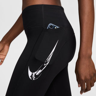 Nike Womens Fast Swoosh Mid-Rise 7/8 Leggings | Black/White