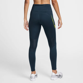 Nike Womens Fast Swoosh Mid-Rise Running Leggings | Armoury Navy/Bright Cactus