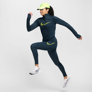 Nike Womens Fast Swoosh Mid-Rise Running Leggings | Armoury Navy/Bright Cactus