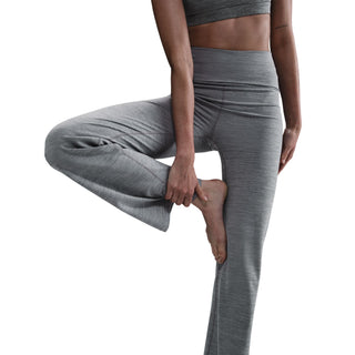 Nike Womens One Dri-FIT High-Waisted Fold-Over Pants | Smoke Grey/Heather