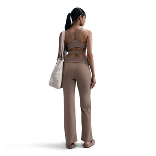 Nike Womens One Dri-FIT High-Waisted Fold-Over Pants | Mink Brown/Black