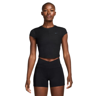 Nike Womens One Fitted Rib Cropped Top | Black/Cool Grey