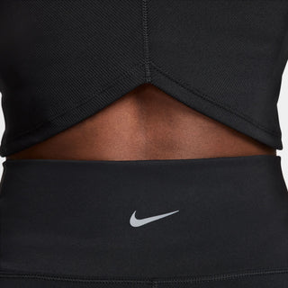 Nike Womens One Fitted Rib Cropped Top | Black/Cool Grey