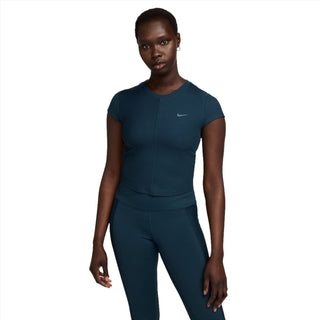 Nike Womens One Fitted Rib Cropped Top | Armoury Navy/White