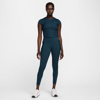 Nike Womens One Fitted Rib Cropped Top | Armoury Navy/White