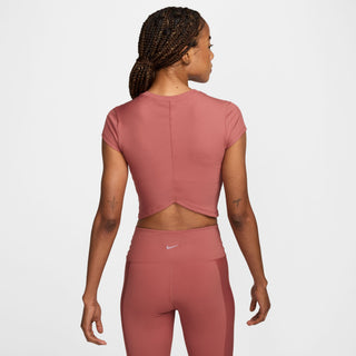 Nike Womens One Fitted Rib Cropped Top | Canyon Pink/White