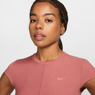 Nike Womens One Fitted Rib Cropped Top | Canyon Pink/White