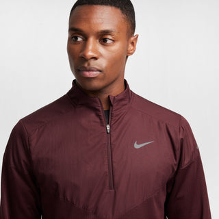 Nike Mens Sphere Element Therma-FIT Water Repellent 1/2 Zip | Burgundy Crush/Reflective