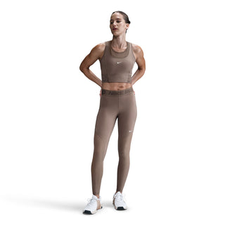 Nike Womens Pro Mid-Rise Leggings | Mink Brown/Iron Stone