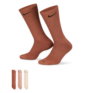 Nike Everyday Push Cushioned Crew Socks (3 Pack) | Brown/Beige