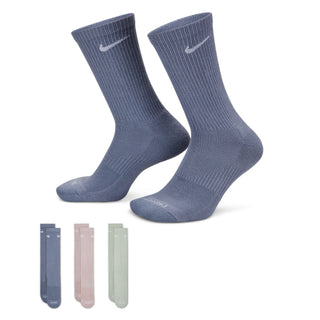 Nike Everyday Push Cushioned Crew Socks (3 Pack) | Grey/Pink/Green