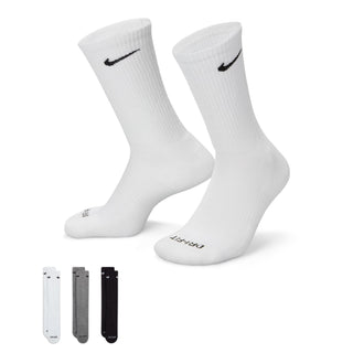 Nike Everyday Push Cushioned Crew Socks (3 Pack) | White/Grey/Black