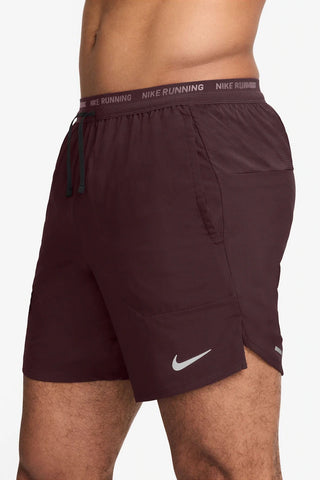 Nike Mens Dri-FIT 7" Brief Lined Shorts | Burgundy Crush/Reflective