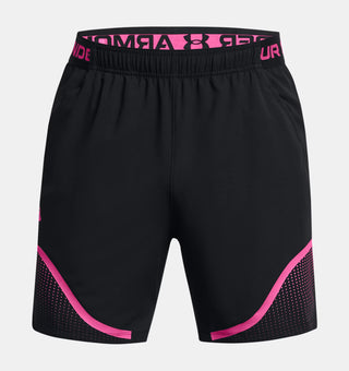 Under Armour Mens Woven 6" Graphic Shorts | Black/Astro Pink