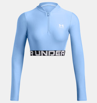 Under Armour Womens Heat Gear Rib 1/4 Zip | Horizon Blue/White