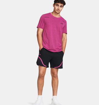 Under Armour Mens Woven 6" Graphic Shorts | Black/Astro Pink