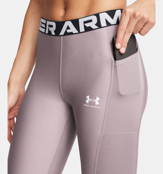 Under Armour Womens HeatGear Ribbed Leggings | Tetra Gray/White