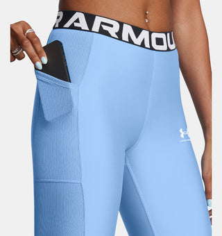 Under Armour Womens HeatGear Ribbed Leggings | Horizon Blue/White