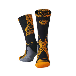 Suzi Wong X Sole Wild Cheetah Boxing Socks | Black/Orange