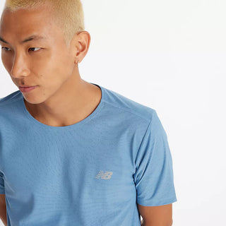 New Balance Mens Athletics Jacquard Tee | Heron Blue