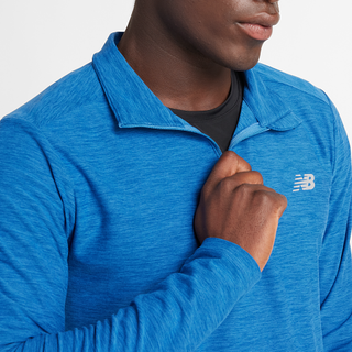 New Balance Mens Space Dye Quarterzip | Blue Agate