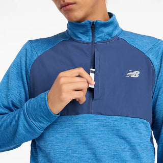 New Balance Mens Athletics Heat Grid 1/2 Zip | Heron Blue